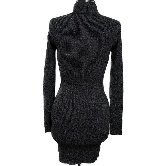 STEVE MADDEN Nadina Mock Neck Sweater Dress Long Sleeve Black Metallic NWT M - Picture 6 of 9